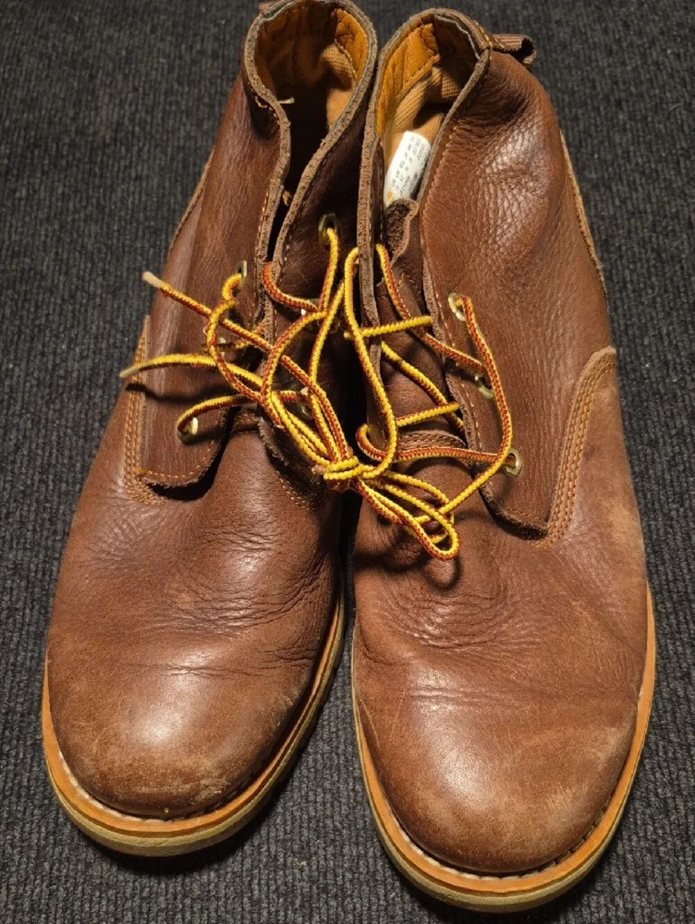 Timberland Brown Leather Chukka Boots with Yellow Accent Laces